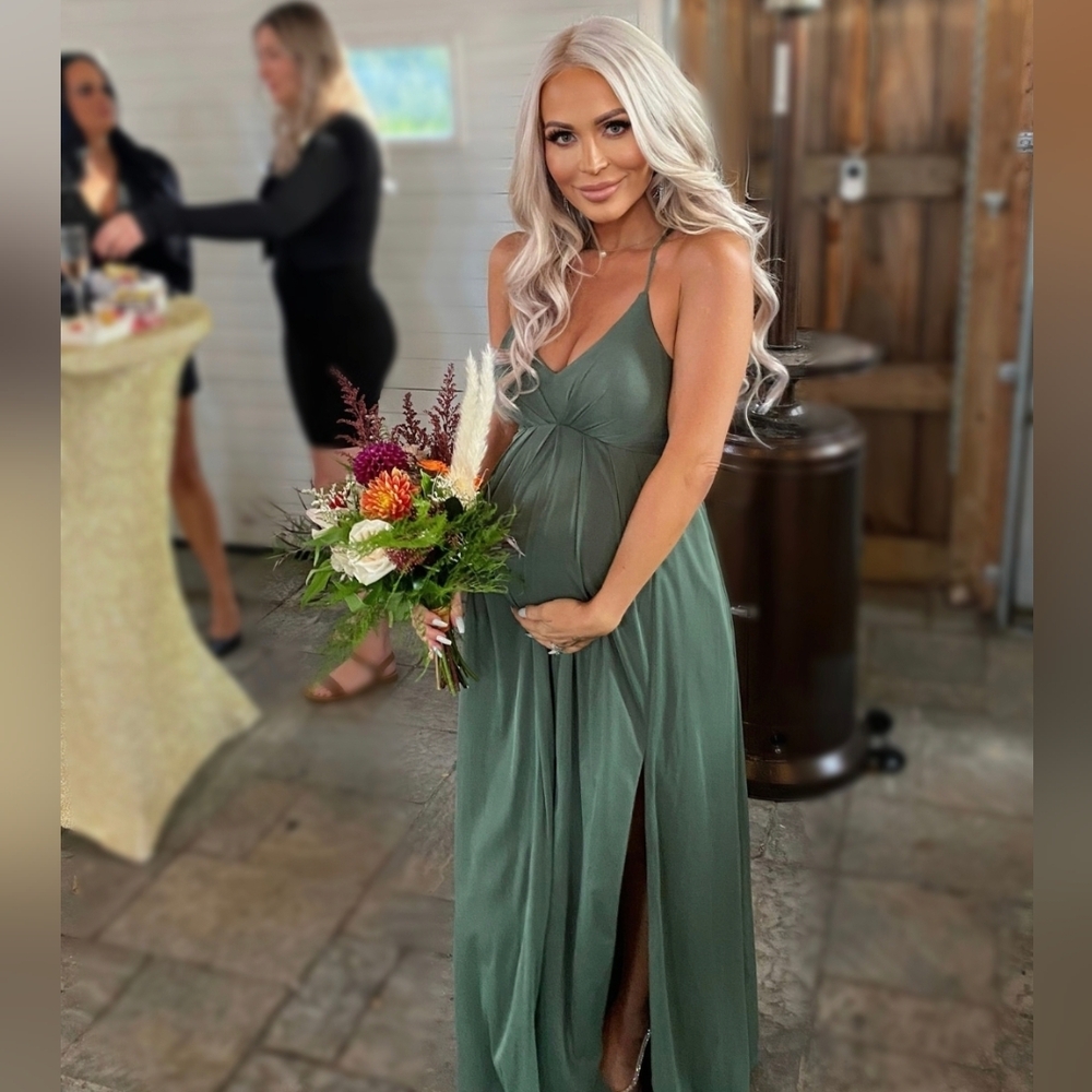 Azazie Eucalyptus Green Maternity Bridesmaid Dress Size A0